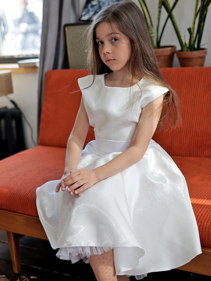 Платье для девочки праздничное БУШОН ST362, цвет белый