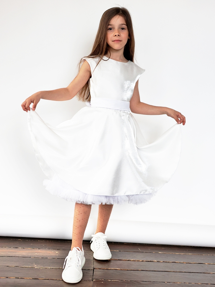 Платье для девочки праздничное БУШОН ST362, цвет белый
