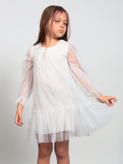 Платье для девочки нарядное БУШОН ST56, цвет белый