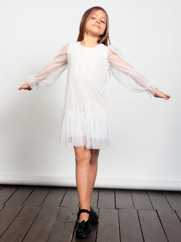 Платье для девочки нарядное БУШОН ST56, цвет белый