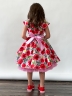 Платье для девочки нарядное БУШОН ST30, стиляги цвет красный/розовый пояс розовый, принт цветы 