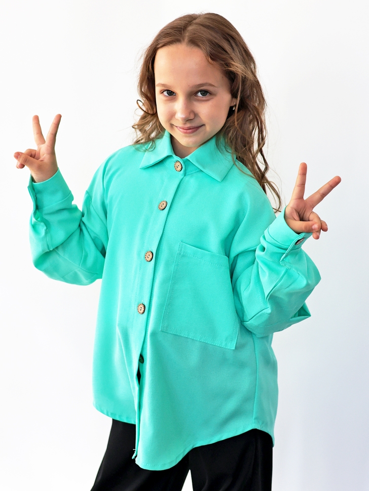 Рубашка для девочки БУШОН, цвет бирюзовый