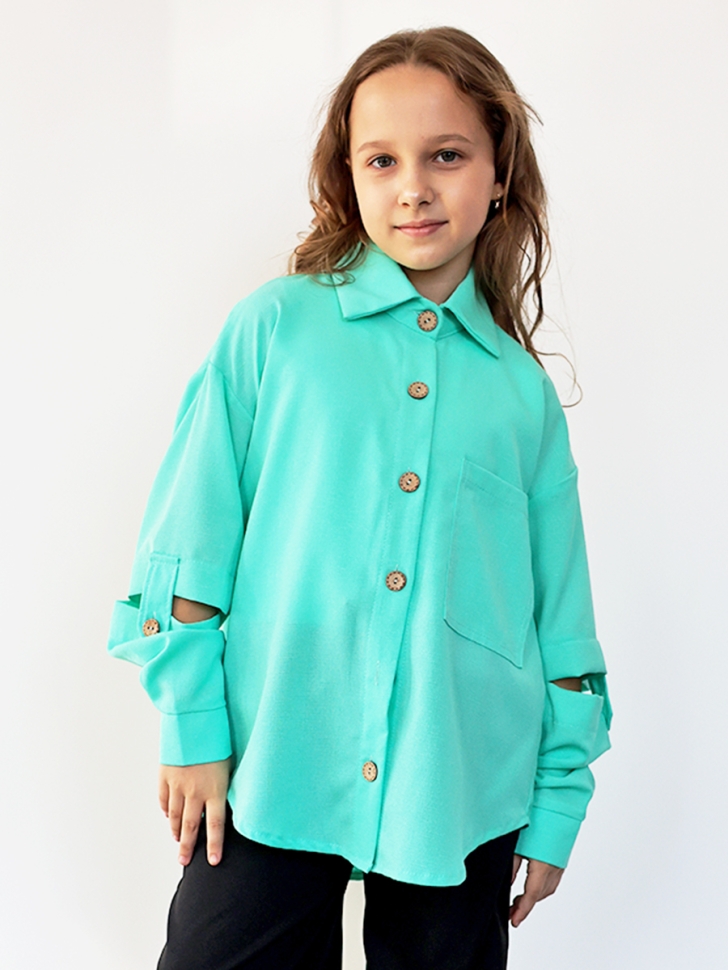 Рубашка для девочки БУШОН, цвет бирюзовый