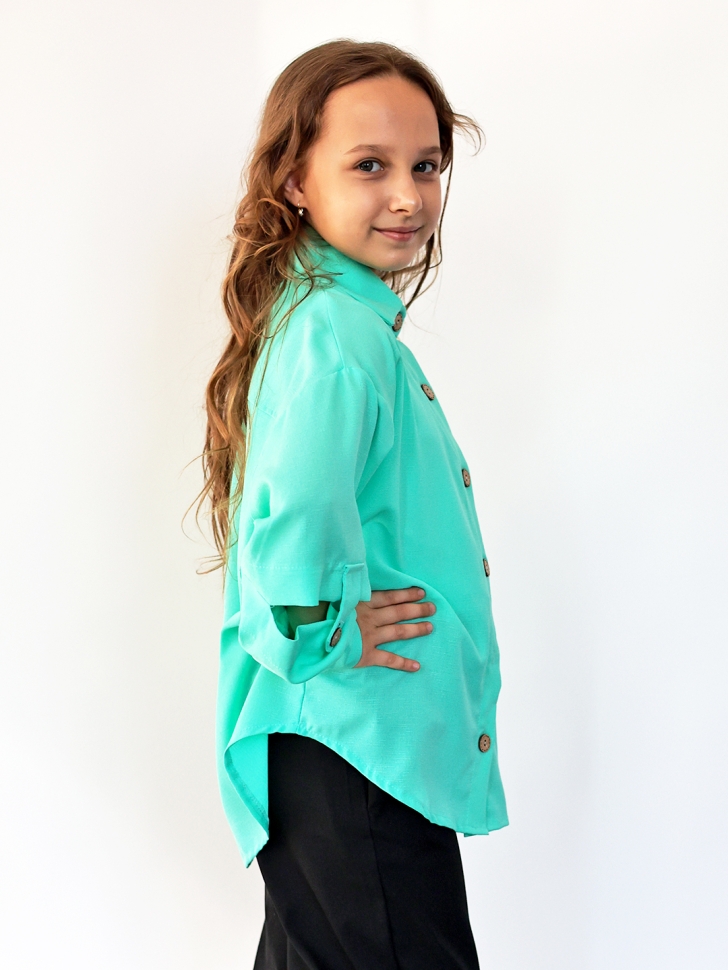 Рубашка для девочки БУШОН, цвет бирюзовый