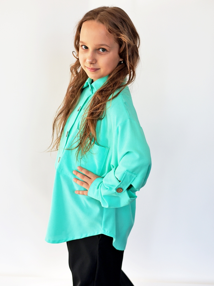 Рубашка для девочки БУШОН, цвет бирюзовый
