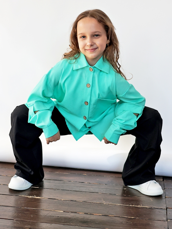 Рубашка для девочки БУШОН, цвет бирюзовый