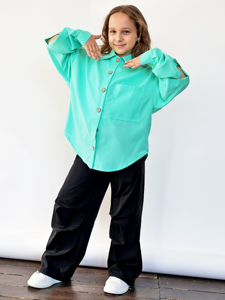 Рубашка для девочки БУШОН, цвет бирюзовый