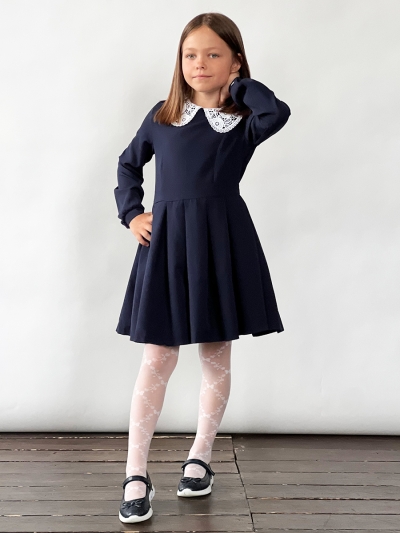 Платье для девочки школьное БУШОН SK19, цвет темно-синий