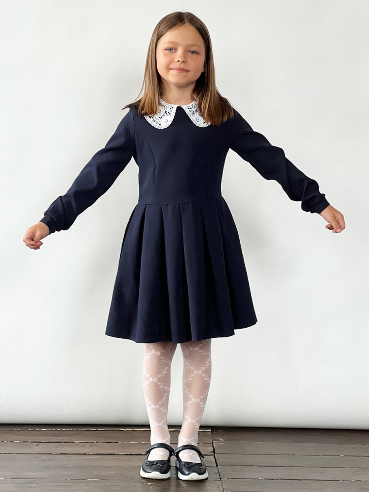 Платье для девочки школьное БУШОН SK19, цвет темно-синий 