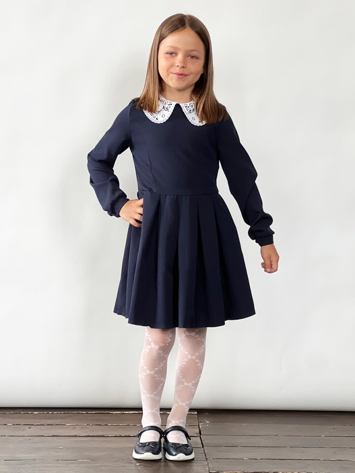 Платье для девочки школьное БУШОН SK19, цвет темно-синий 