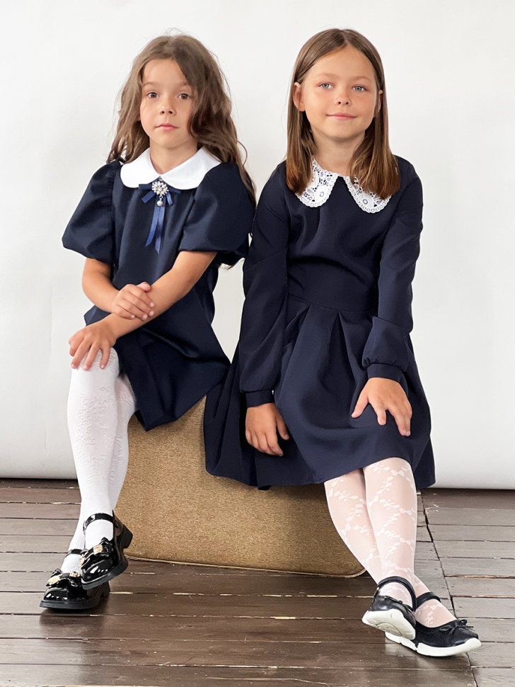 Платье для девочки школьное БУШОН SK19, цвет темно-синий 