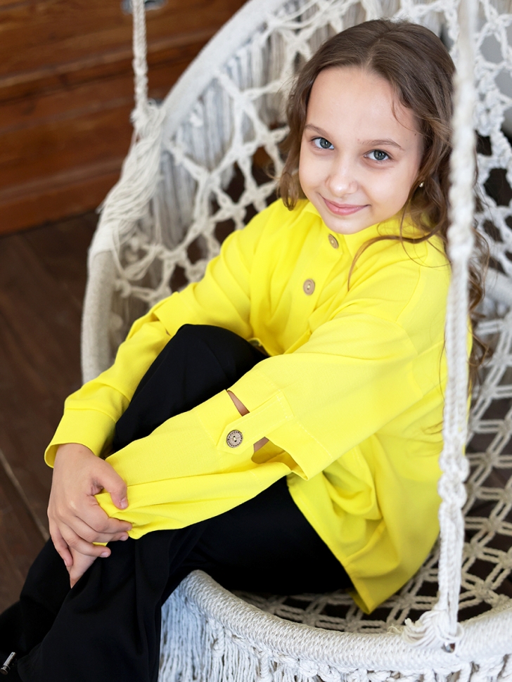 Рубашка для девочки БУШОН, цвет желтый 