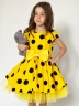 Платье для девочки нарядное БУШОН ST44, стиляги, цвет желтый, принт крупный горох 