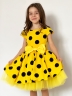 Платье для девочки нарядное БУШОН ST44, стиляги, цвет желтый, принт крупный горох 
