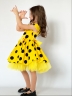 Платье для девочки нарядное БУШОН ST44, стиляги, цвет желтый, принт крупный горох 