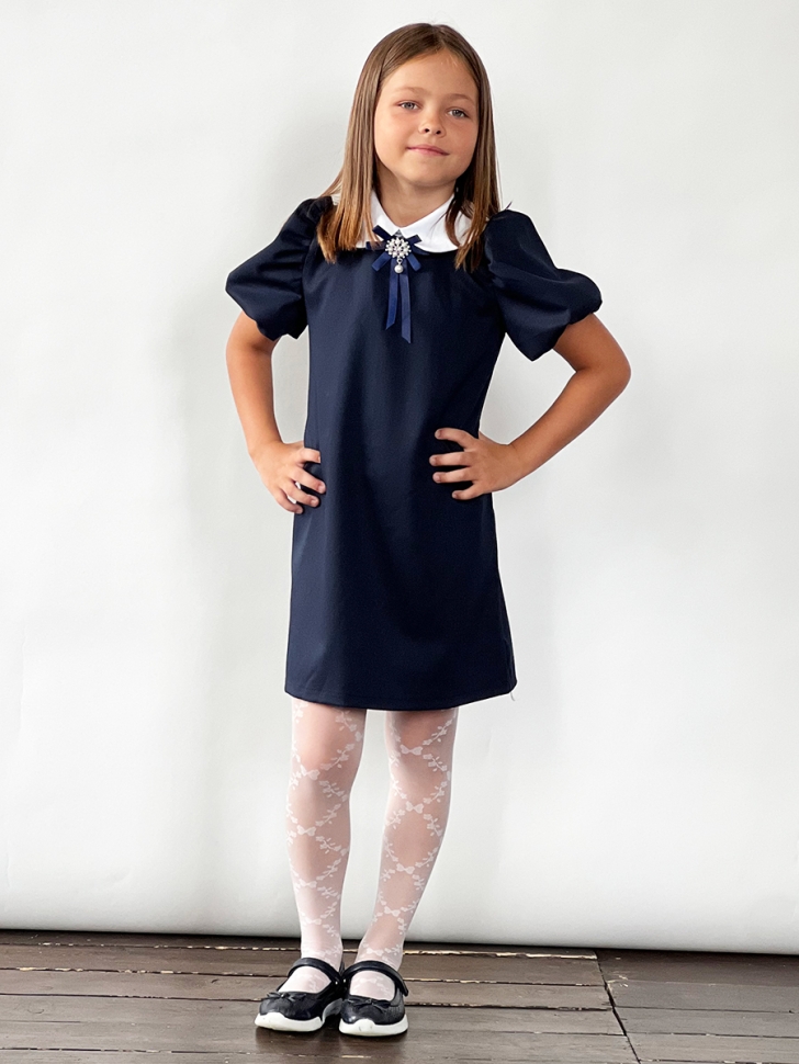 Платье для девочки школьное БУШОН SK20, цвет темно-синий