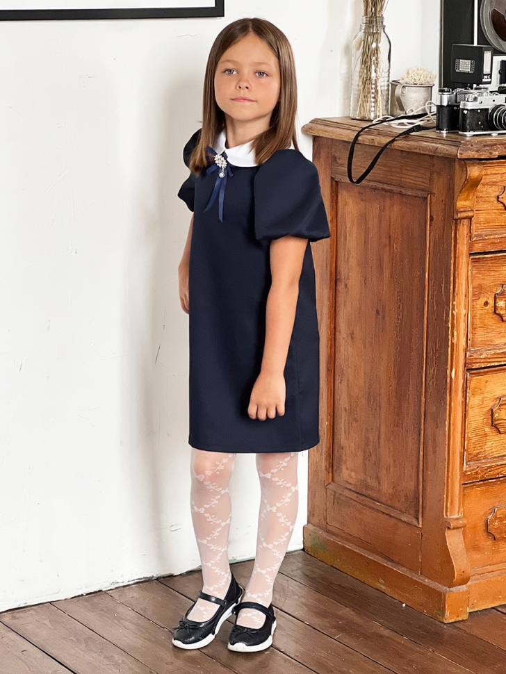 Платье для девочки школьное БУШОН SK20, цвет темно-синий