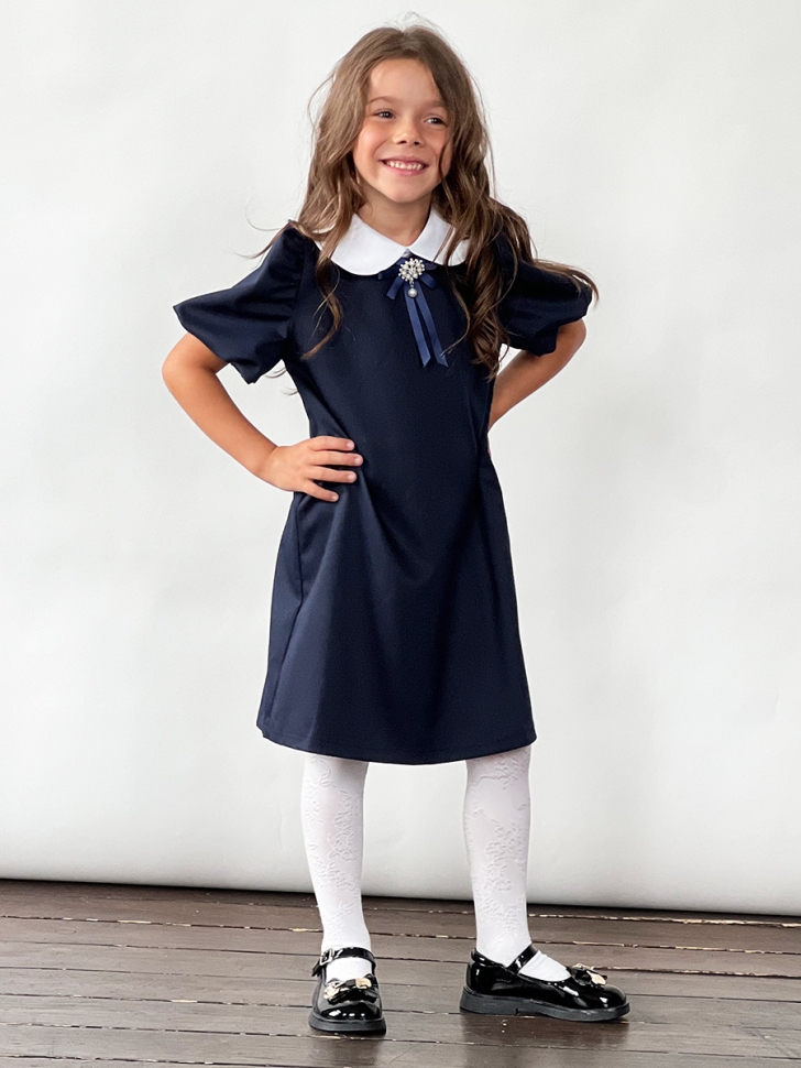 Платье для девочки школьное БУШОН SK20, цвет темно-синий