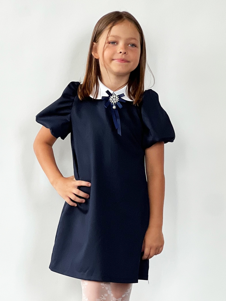 Платье для девочки школьное БУШОН SK20, цвет темно-синий