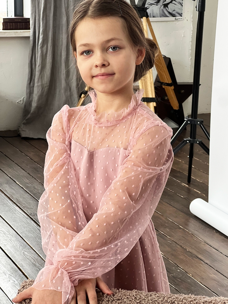 Платье для девочки нарядное БУШОН ST77, цвет пудровый