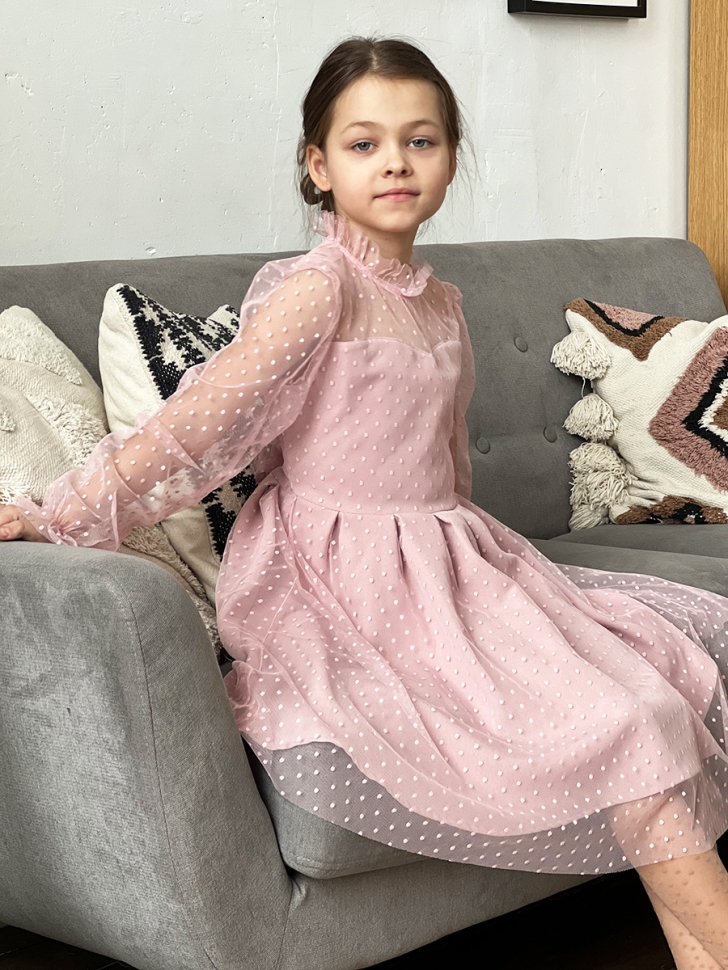 Платье для девочки нарядное БУШОН ST77, цвет пудровый