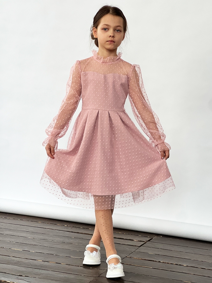Платье для девочки нарядное БУШОН ST77, цвет пудровый