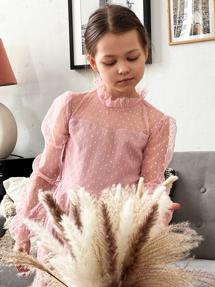 Платье для девочки нарядное БУШОН ST77, цвет пудровый