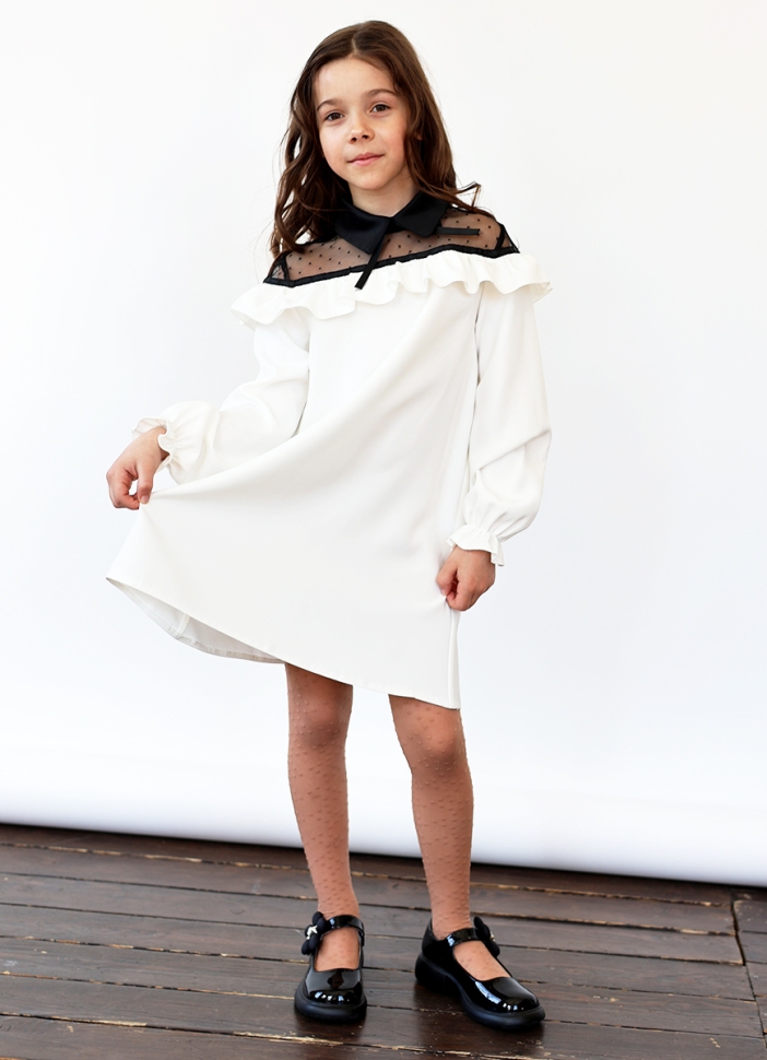 Платье для девочки нарядное БУШОН ST55, цвет белый