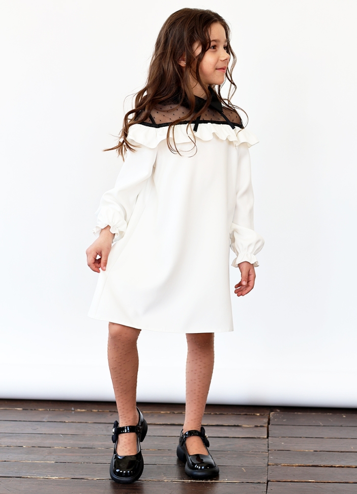 Платье для девочки нарядное БУШОН ST55, цвет белый