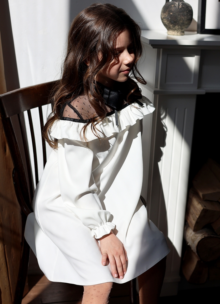 Платье для девочки нарядное БУШОН ST55, цвет белый