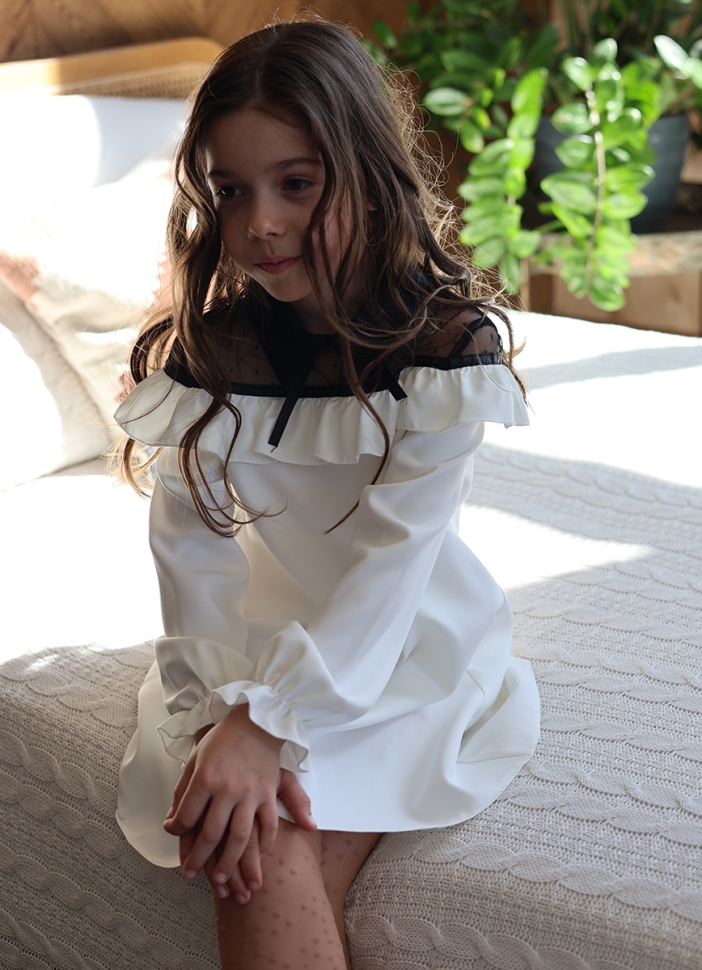 Платье для девочки нарядное БУШОН ST55, цвет белый