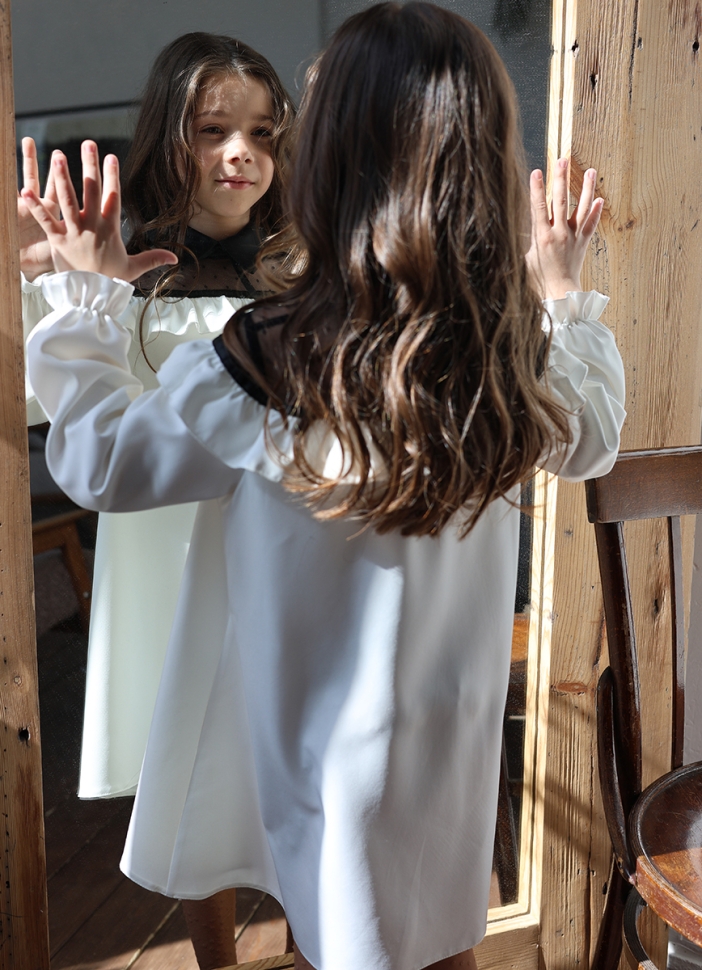 Платье для девочки нарядное БУШОН ST55, цвет белый