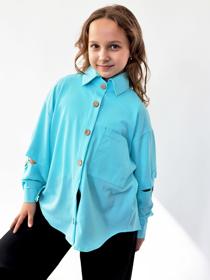 Рубашка для девочки БУШОН, цвет голубой