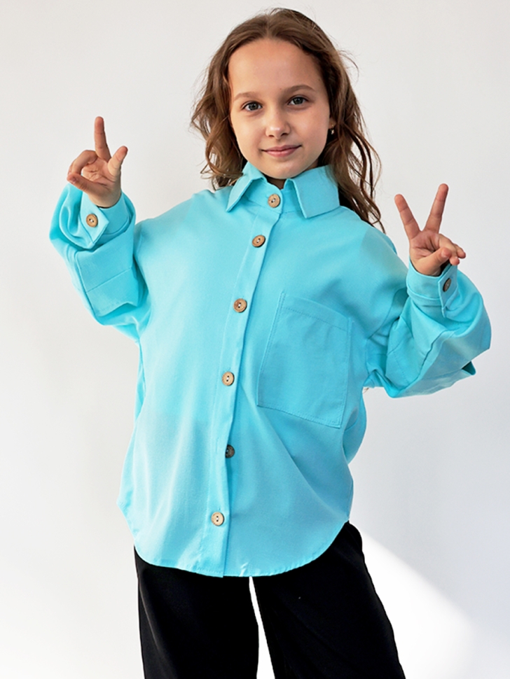 Рубашка для девочки БУШОН, цвет голубой