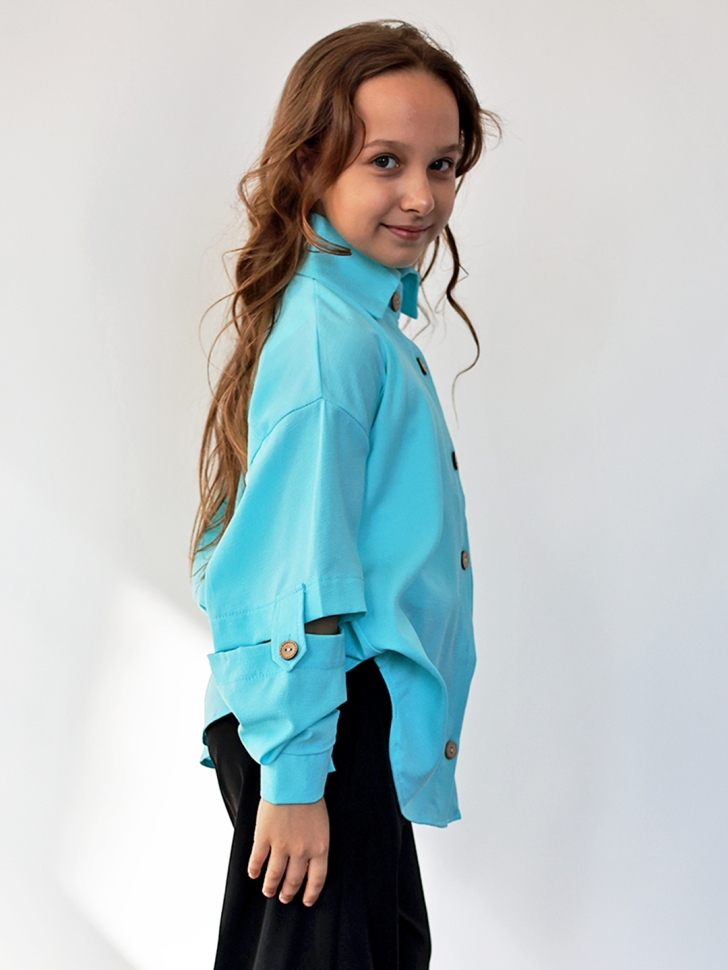 Рубашка для девочки БУШОН, цвет голубой