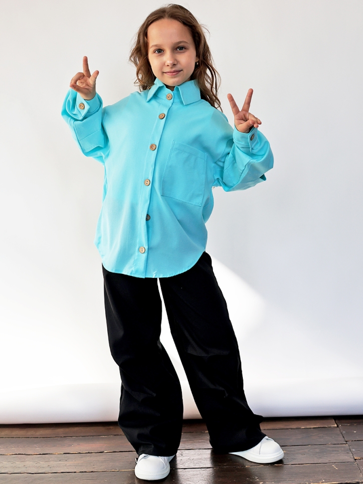 Рубашка для девочки БУШОН, цвет голубой