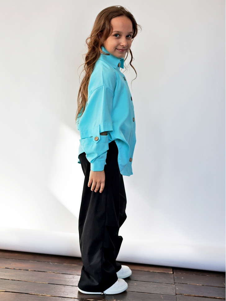 Рубашка для девочки БУШОН, цвет голубой