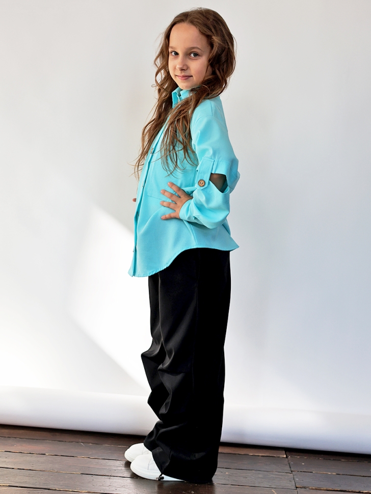 Рубашка для девочки БУШОН, цвет голубой