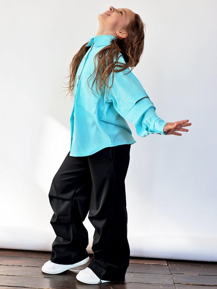 Рубашка для девочки БУШОН, цвет голубой