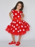 Платье для девочки нарядное БУШОН ST44, стиляги, цвет красный, принт крупный горох 