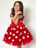 Платье для девочки нарядное БУШОН ST44, стиляги, цвет красный, принт крупный горох 