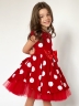 Платье для девочки нарядное БУШОН ST44, стиляги, цвет красный, принт крупный горох 