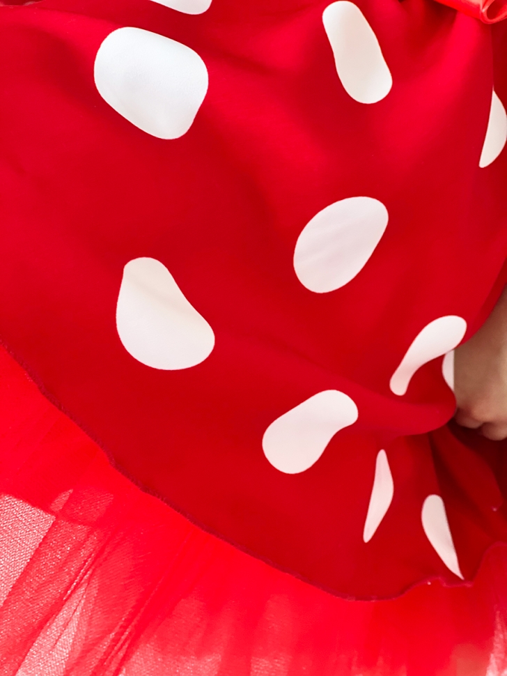 Платье для девочки нарядное БУШОН ST44, стиляги, цвет красный, принт крупный горох 