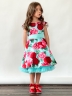 Платье для девочки нарядное БУШОН ST30, стиляги цвет бирюза/т-красный, принт цветы 