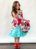 Платье для девочки нарядное БУШОН ST30, стиляги цвет бирюза/т-красный, принт цветы 