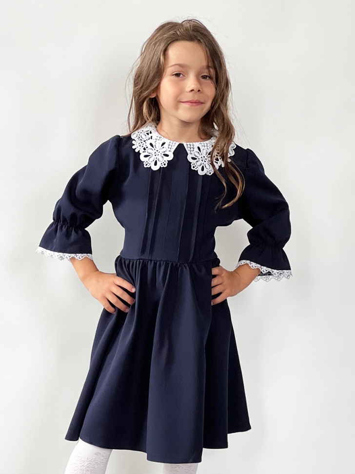 Платье для девочки школьное БУШОН SK16, цвет темно-синий 