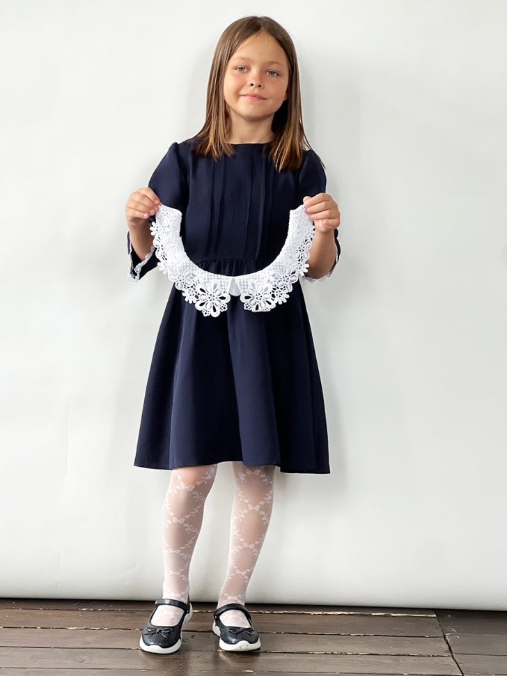 Платье для девочки школьное БУШОН SK16, цвет темно-синий 