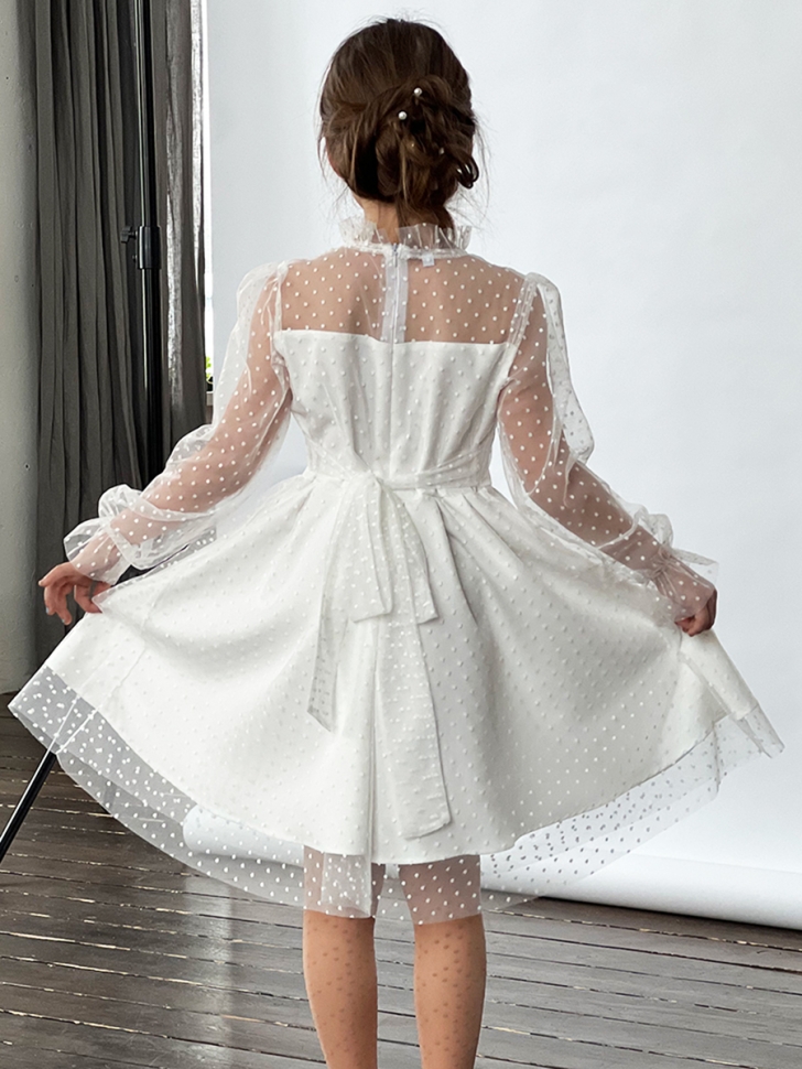 Платье для девочки нарядное БУШОН ST77, цвет белый