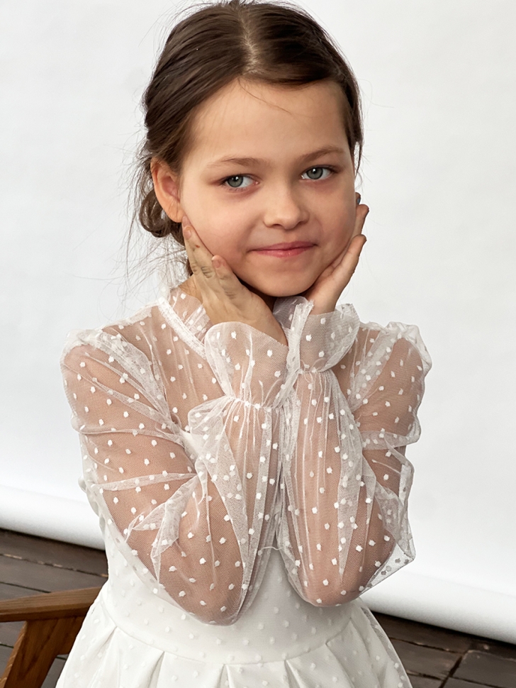 Платье для девочки нарядное БУШОН ST77, цвет белый