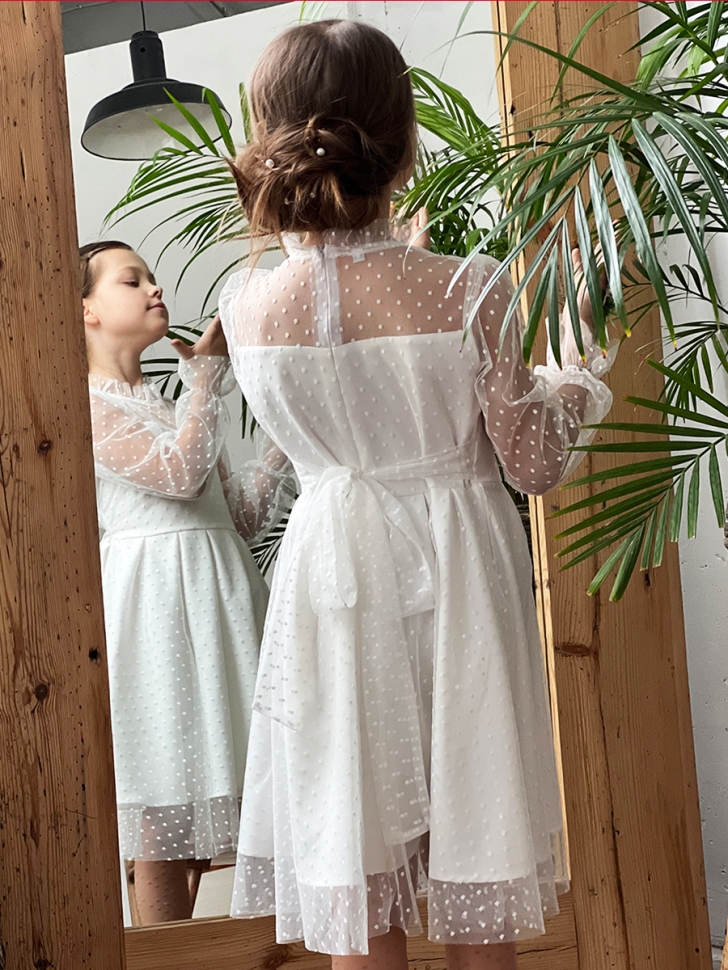 Платье для девочки нарядное БУШОН ST77, цвет белый